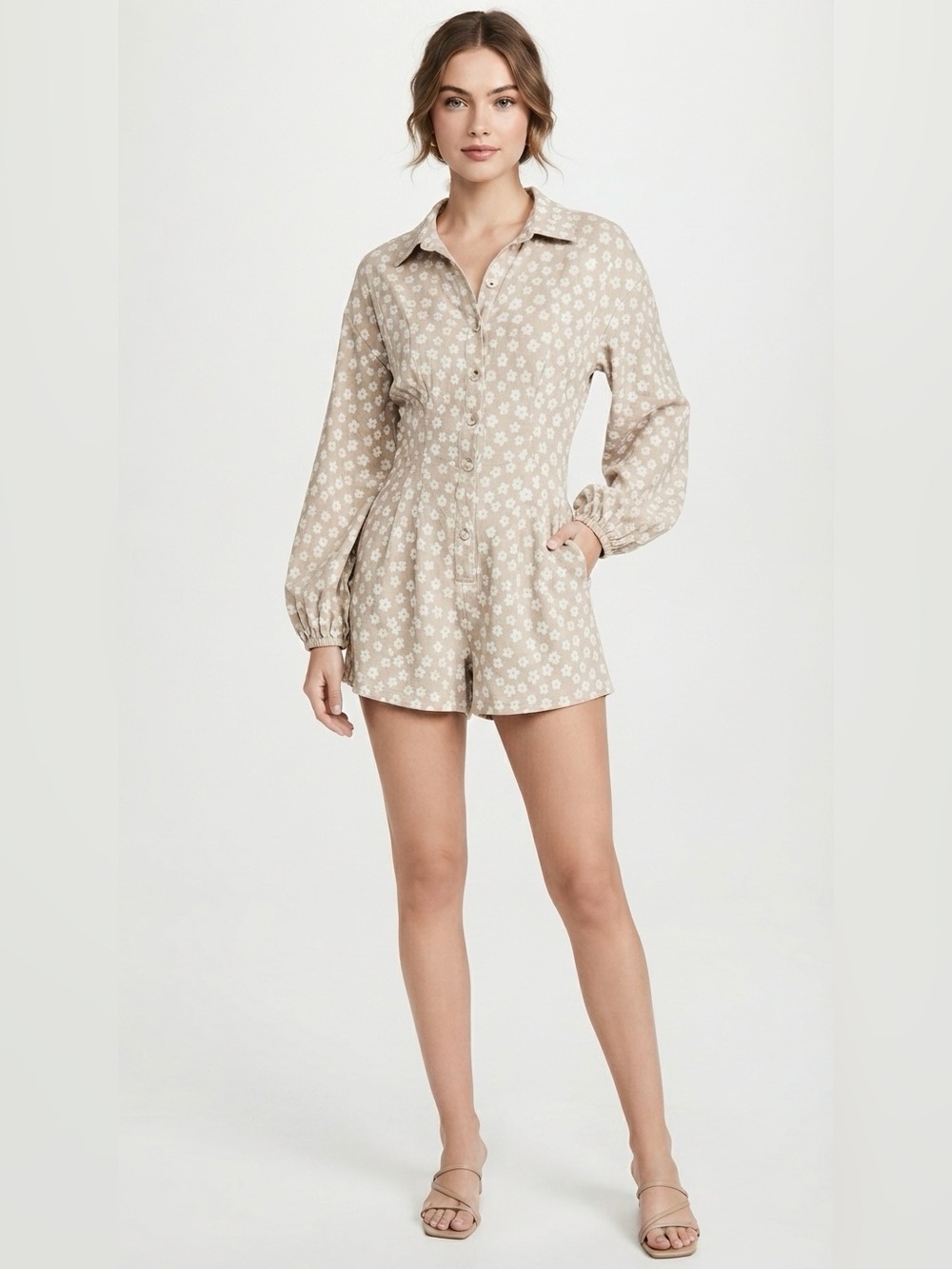 Sabo Skirt Floral Tan & White Romper